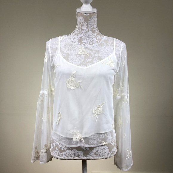 bell sleeve mesh top